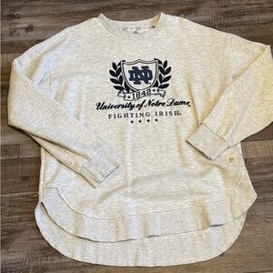 Pressbox Heather Gray Crewneck with Navy Print